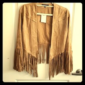 Hot & Delicious Taupe Fringed Jacket